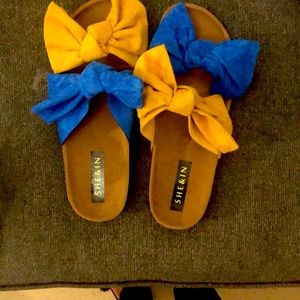 Blue and yellow slides